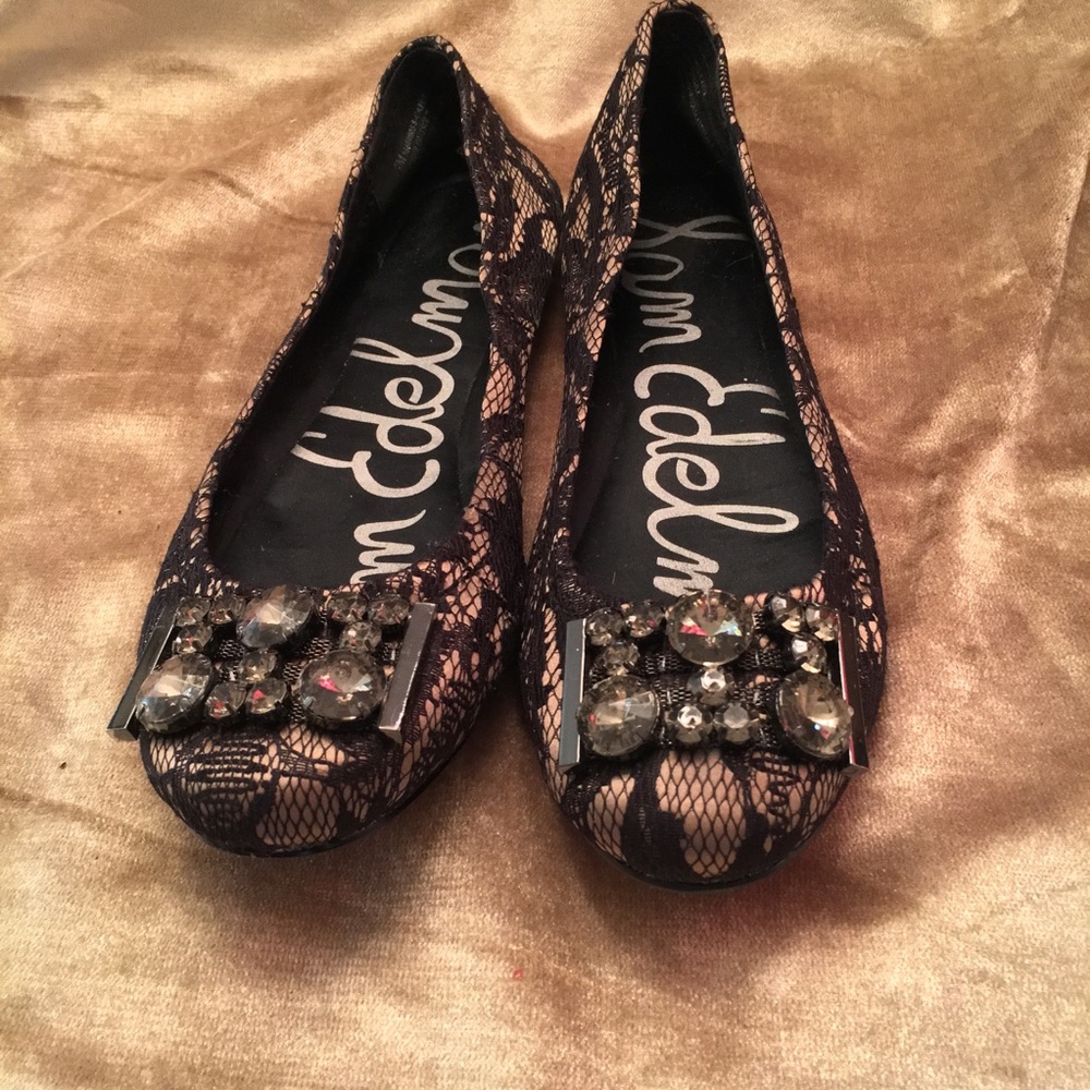Sam Edelman Lace Flats with Jeweled Accent